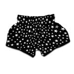 Black And White Star Pattern Print Muay Thai Boxing Shorts