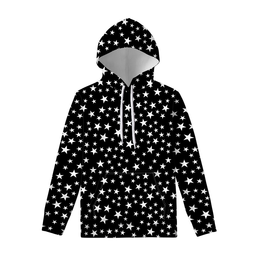 Black And White Star Pattern Print Pullover Hoodie