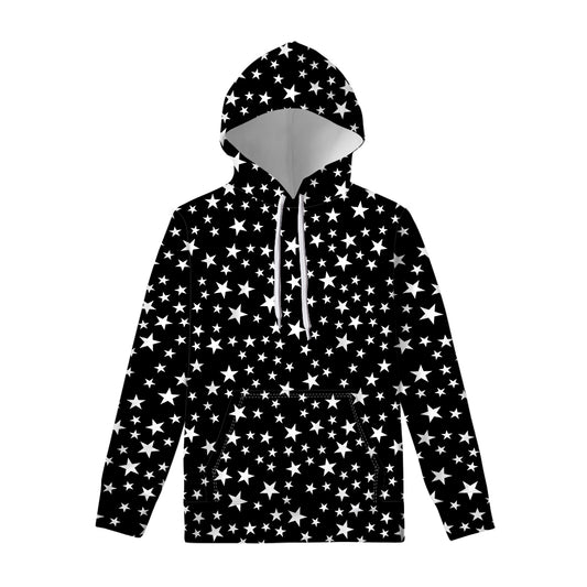 Black And White Star Pattern Print Pullover Hoodie