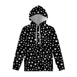 Black And White Star Pattern Print Pullover Hoodie