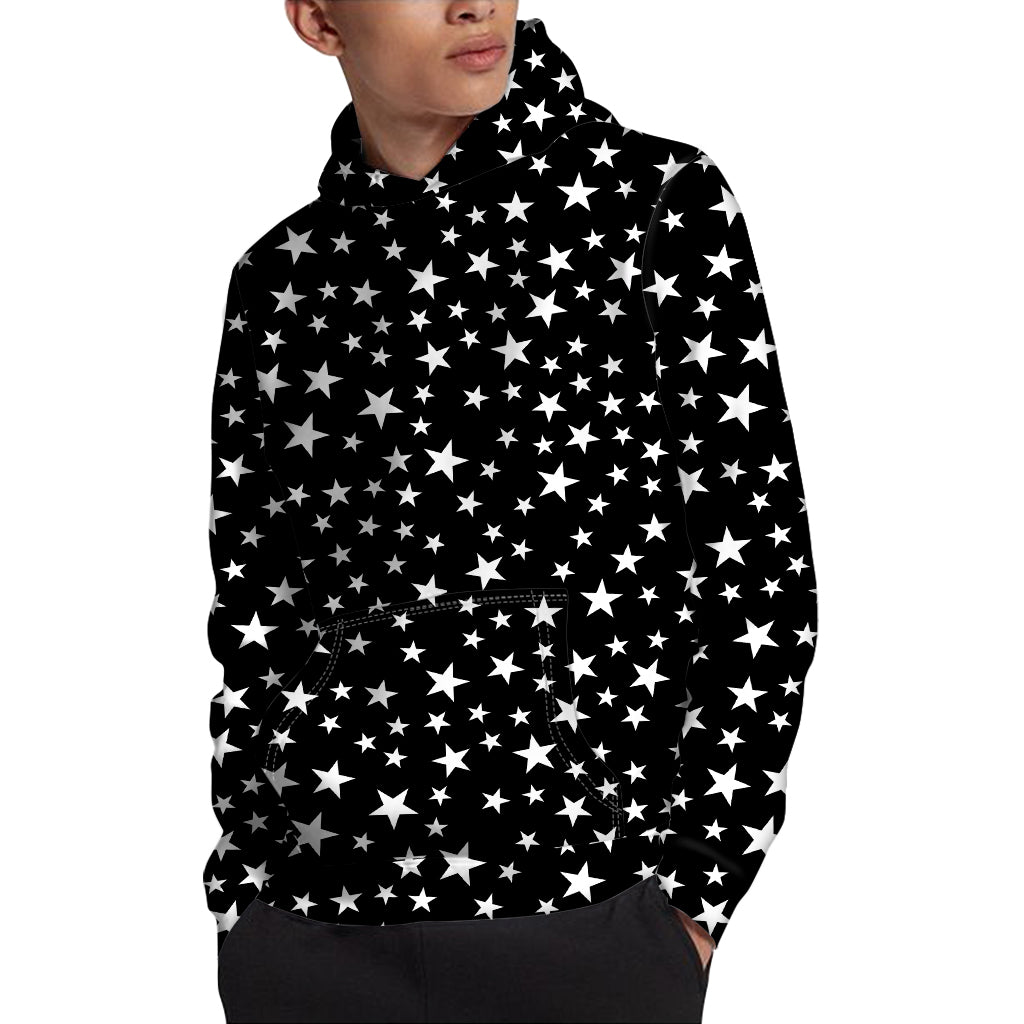 Black And White Star Pattern Print Pullover Hoodie