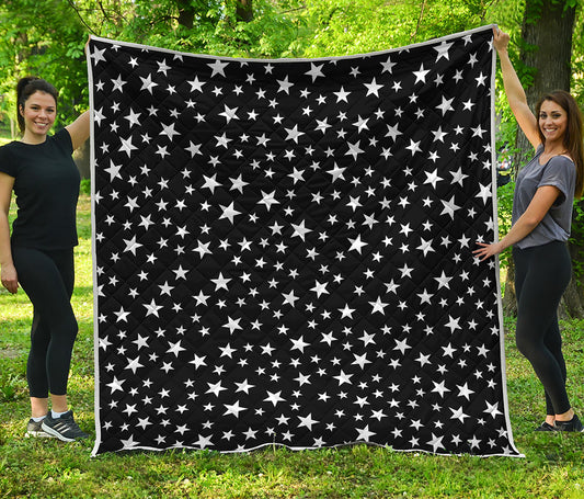 Black And White Star Pattern Print Quilt