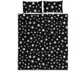 Black And White Star Pattern Print Quilt Bed Set