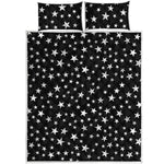 Black And White Star Pattern Print Quilt Bed Set