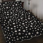 Black And White Star Pattern Print Quilt Bed Set