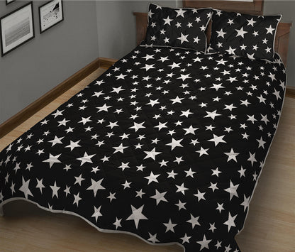 Black And White Star Pattern Print Quilt Bed Set