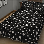 Black And White Star Pattern Print Quilt Bed Set