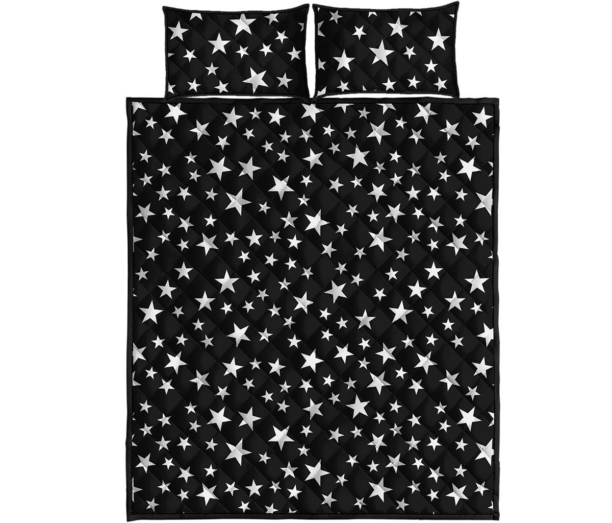 Black And White Star Pattern Print Quilt Bed Set