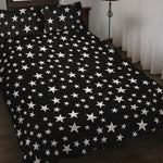 Black And White Star Pattern Print Quilt Bed Set