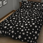 Black And White Star Pattern Print Quilt Bed Set