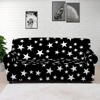 Black And White Star Pattern Print Sofa Cover