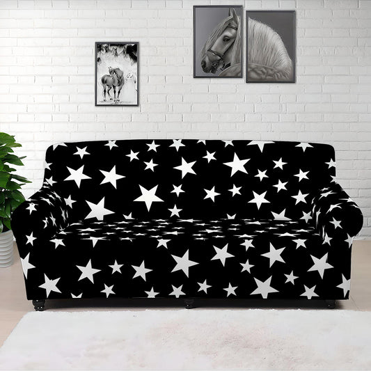 Black And White Star Pattern Print Sofa Cover