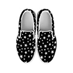 Black And White Star Pattern Print White Slip On Shoes