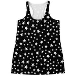 Black And White Star Pattern Print Women's Racerback Tank Top