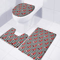 Black And White Striped Chili Print 3 Piece Bath Mat Set