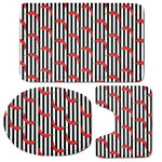 Black And White Striped Chili Print 3 Piece Bath Mat Set