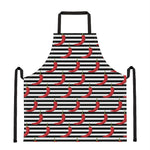 Black And White Striped Chili Print Apron