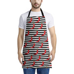Black And White Striped Chili Print Apron