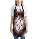Black And White Striped Chili Print Apron
