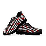 Black And White Striped Chili Print Black Sneakers