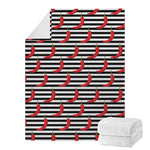 Black And White Striped Chili Print Blanket