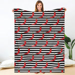 Black And White Striped Chili Print Blanket