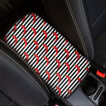 Black And White Striped Chili Print Car Center Console Cover
