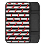 Black And White Striped Chili Print Car Center Console Cover