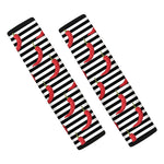 Black And White Striped Chili Print Car Seat Belt Covers