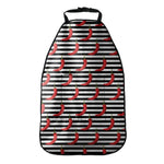 Black And White Striped Chili Print Car Seat Organizers