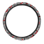Black And White Striped Chili Print Car Steering Wheel Cover