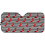 Black And White Striped Chili Print Car Sun Shade