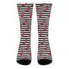 Black And White Striped Chili Print Crew Socks