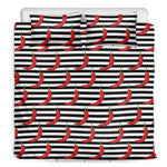 Black And White Striped Chili Print Duvet Cover Bedding Set
