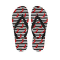 Black And White Striped Chili Print Flip Flops