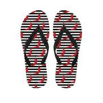 Black And White Striped Chili Print Flip Flops