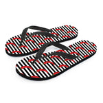 Black And White Striped Chili Print Flip Flops