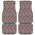Black And White Striped Chili Print Front and Back Car Floor Mats