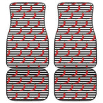 Black And White Striped Chili Print Front and Back Car Floor Mats