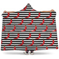 Black And White Striped Chili Print Hooded Blanket