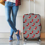 Black And White Striped Chili Print Luggage Cover