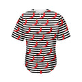 Black And White Striped Chili Print Men's Baseball Jersey