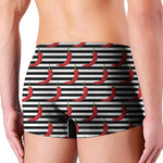 Black And White Striped Chili Print Men's Boxer Briefs