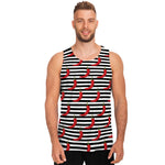 Black And White Striped Chili Print Men's Tank Top