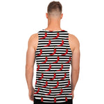 Black And White Striped Chili Print Men's Tank Top