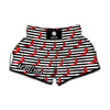 Black And White Striped Chili Print Muay Thai Boxing Shorts