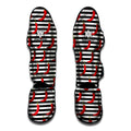 Black And White Striped Chili Print Muay Thai Shin Guards