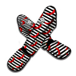 Black And White Striped Chili Print Muay Thai Shin Guard