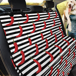 Black And White Striped Chili Print Pet Car Back Seat Cover