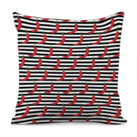 Black And White Striped Chili Print Pillow Cover